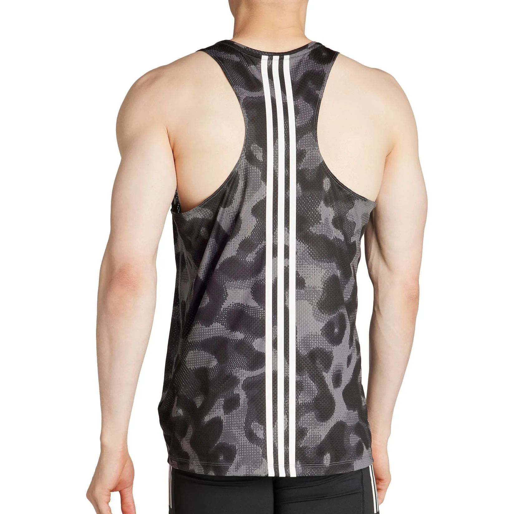 adidas Own The Run 3 Stripes Mens Running Vest - Grey