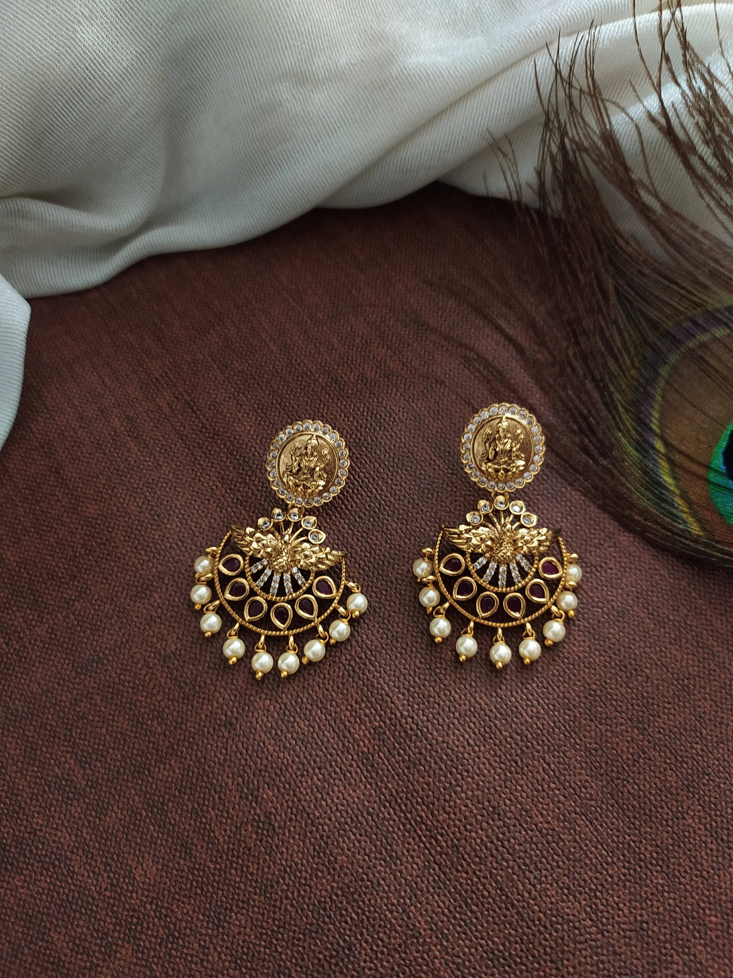 Antique Lakshmi Long Haram Set ~ Crafted with Zircon and Kundan Stones