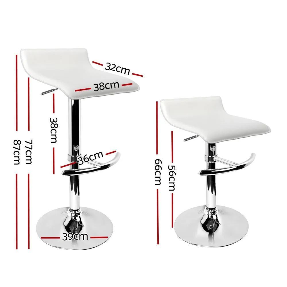 Artiss Set of 2 PU Leather Wave Style Bar Stools - White