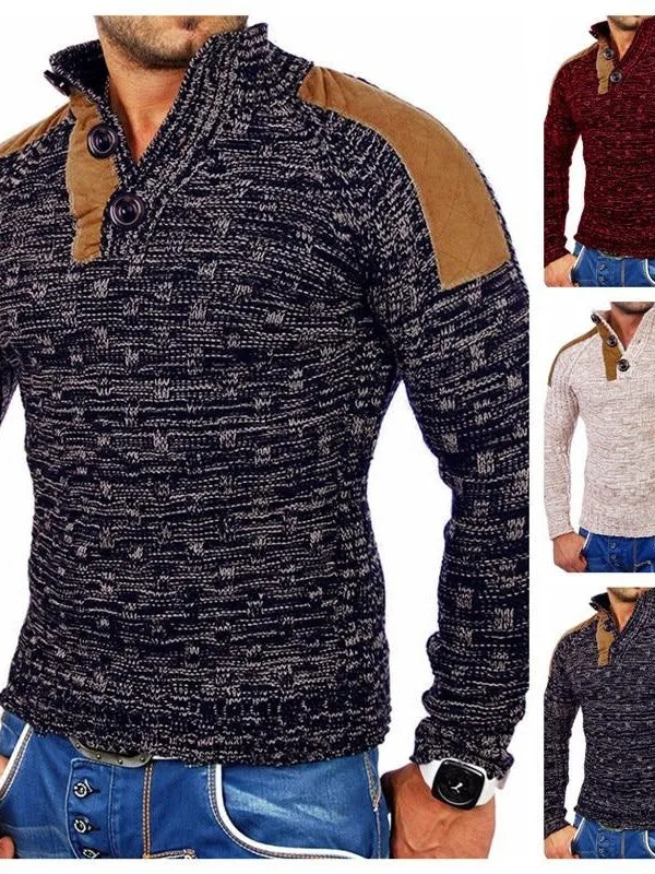 Ashoreshop Mens Oversized Sweater knitted Pullover with Buttons