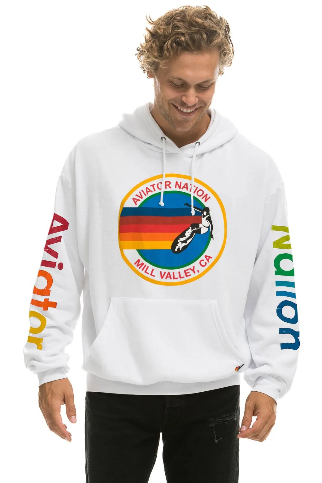 AVIATOR NATION MILL VALLEY RELAXED PULLOVER HOODIE - WHITE