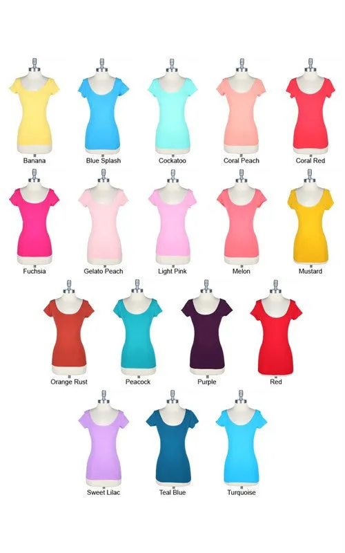 Basic Seamless Scoop Neck Tops