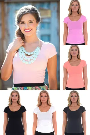 Basic Seamless Scoop Neck Tops