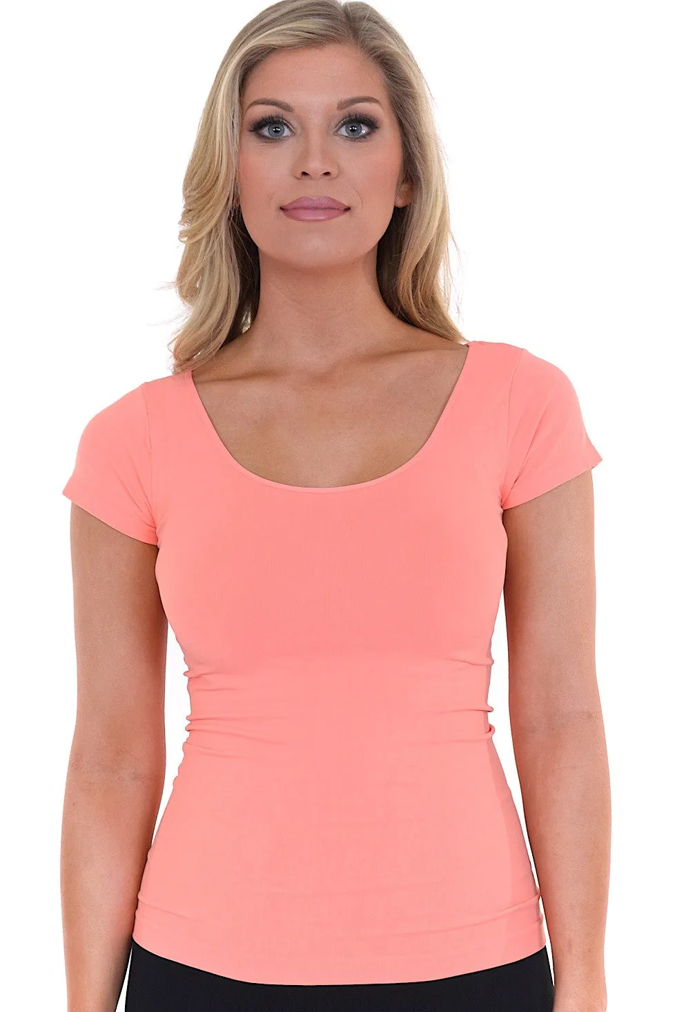 Basic Seamless Scoop Neck Tops