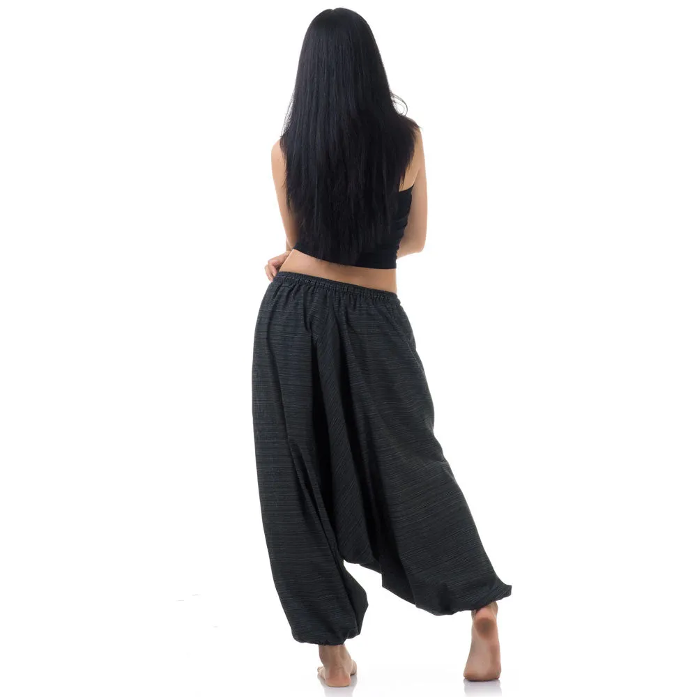 Black Sand Women's Pinstripe Drop Crotch Harem Pants