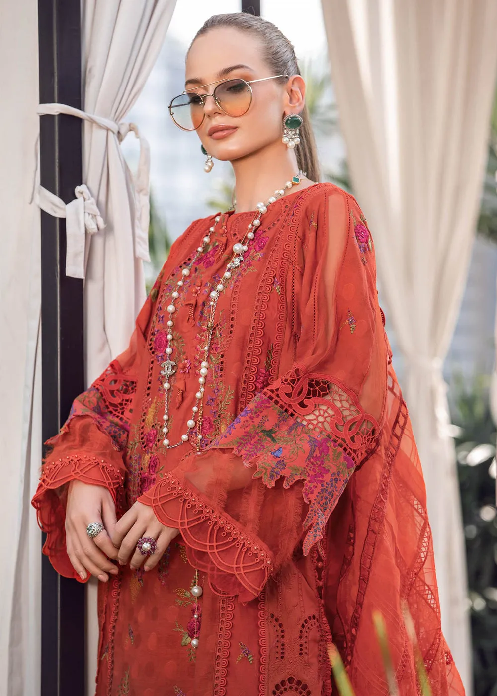 Brunt Orange Embroidered Suit - Maria B Lawn Eid Collection 2023 - EL-23-03