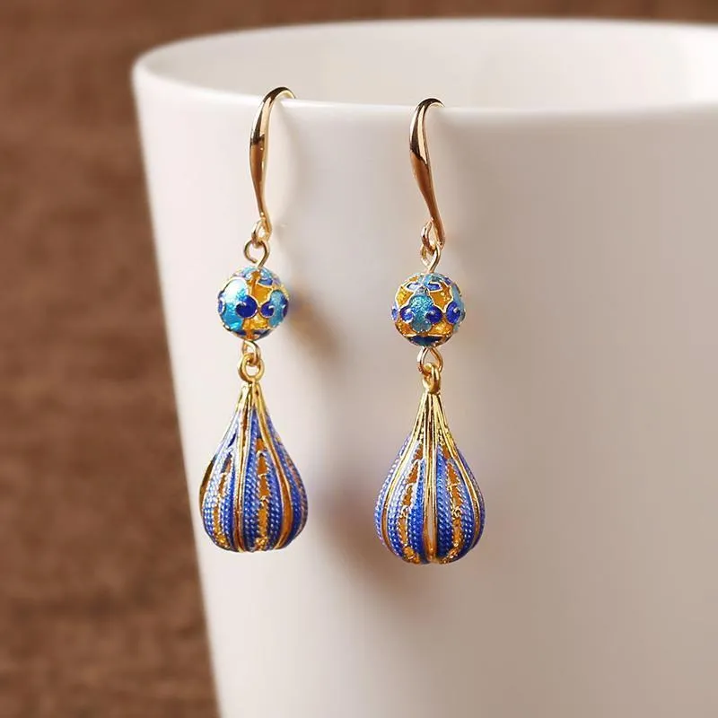 Cloisonne Ancient Style Temperament Droplet Shape Earrings