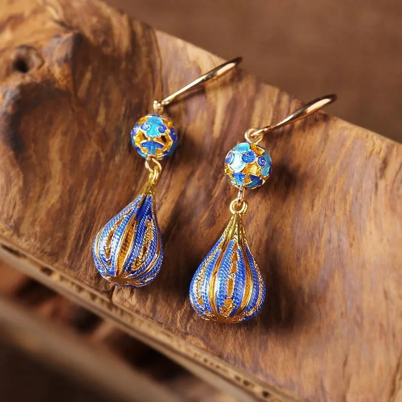 Cloisonne Ancient Style Temperament Droplet Shape Earrings