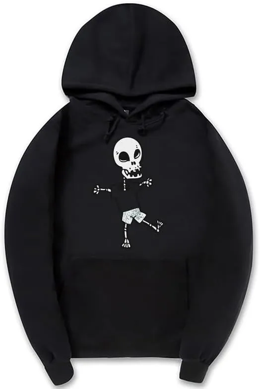 CORIRESHA Halloween Skull Hoodie Long Sleeve Drawstring Kangaroo Pocket Funny Sweatshirt