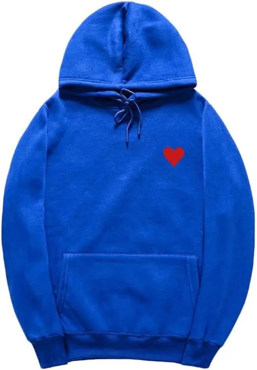 CORIRESHA Red Heart Hoodie Long Sleeve Drawstring Kangaroo Pocket Valentine's Day Sweatshirt