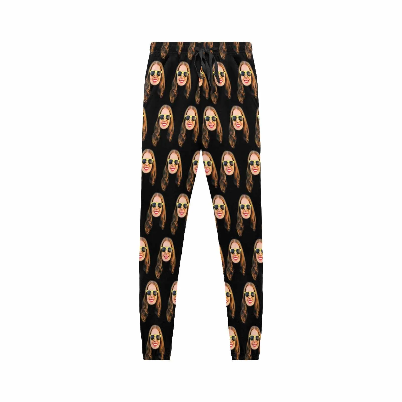 Custom Face Black Sleepwear Personalized Men's Slumber Party Long Pajama Pants