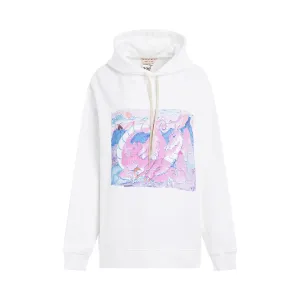 Dragron Print Hoodie in Stone White