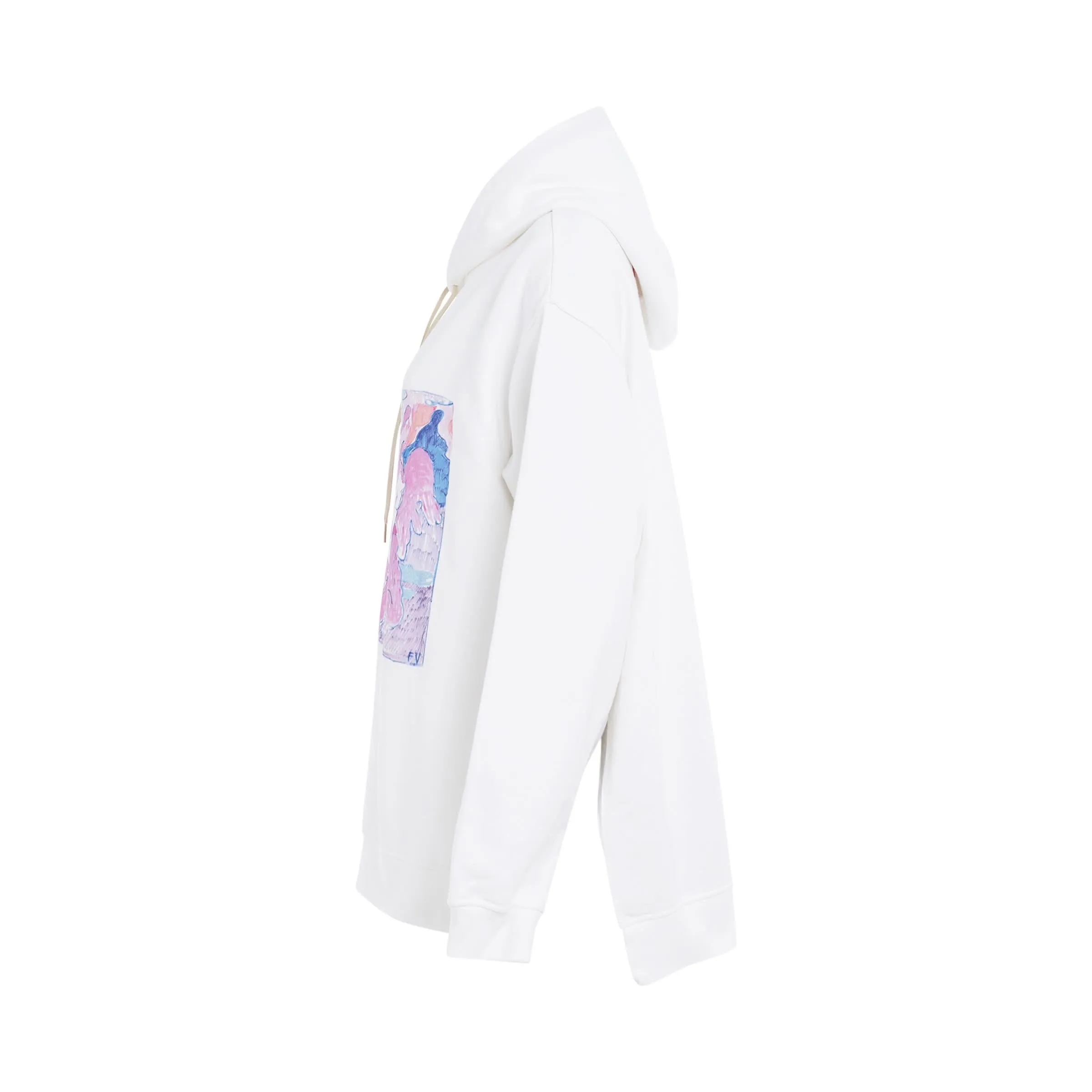 Dragron Print Hoodie in Stone White