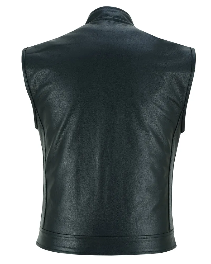 DS193 Men's Skull and Flag Lining Leather Vest "The Private"