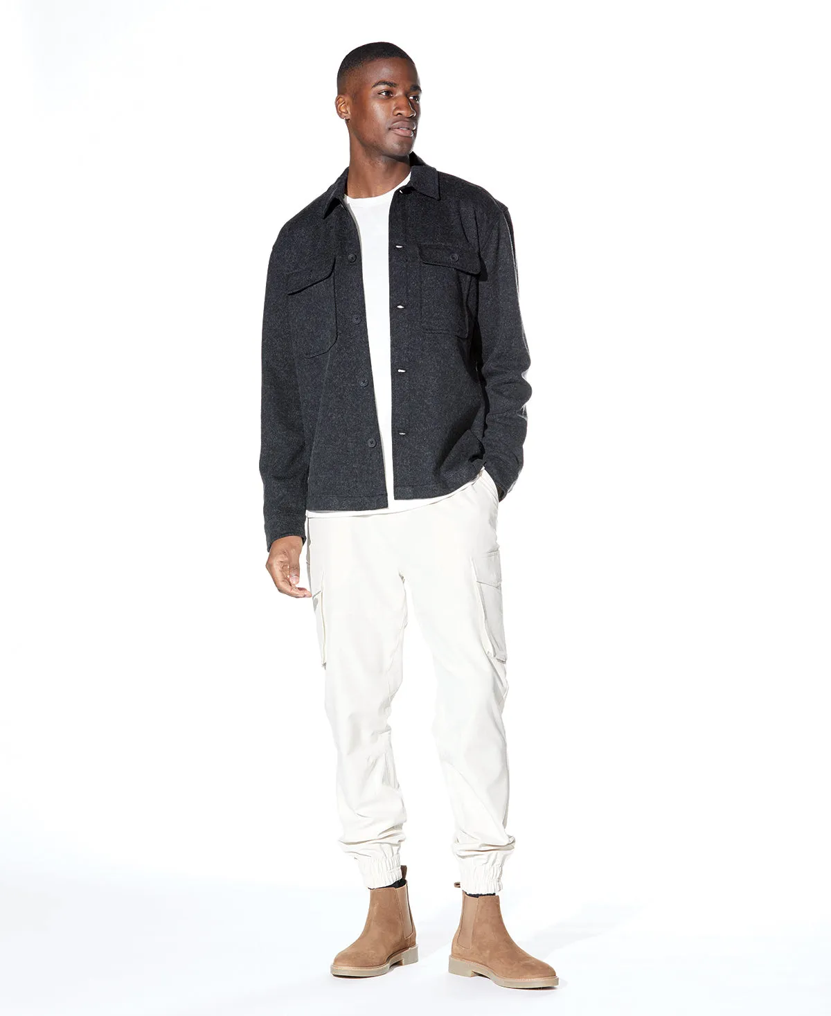 Durbin Relaxed Fit Shirt Jacket (Heather Black)