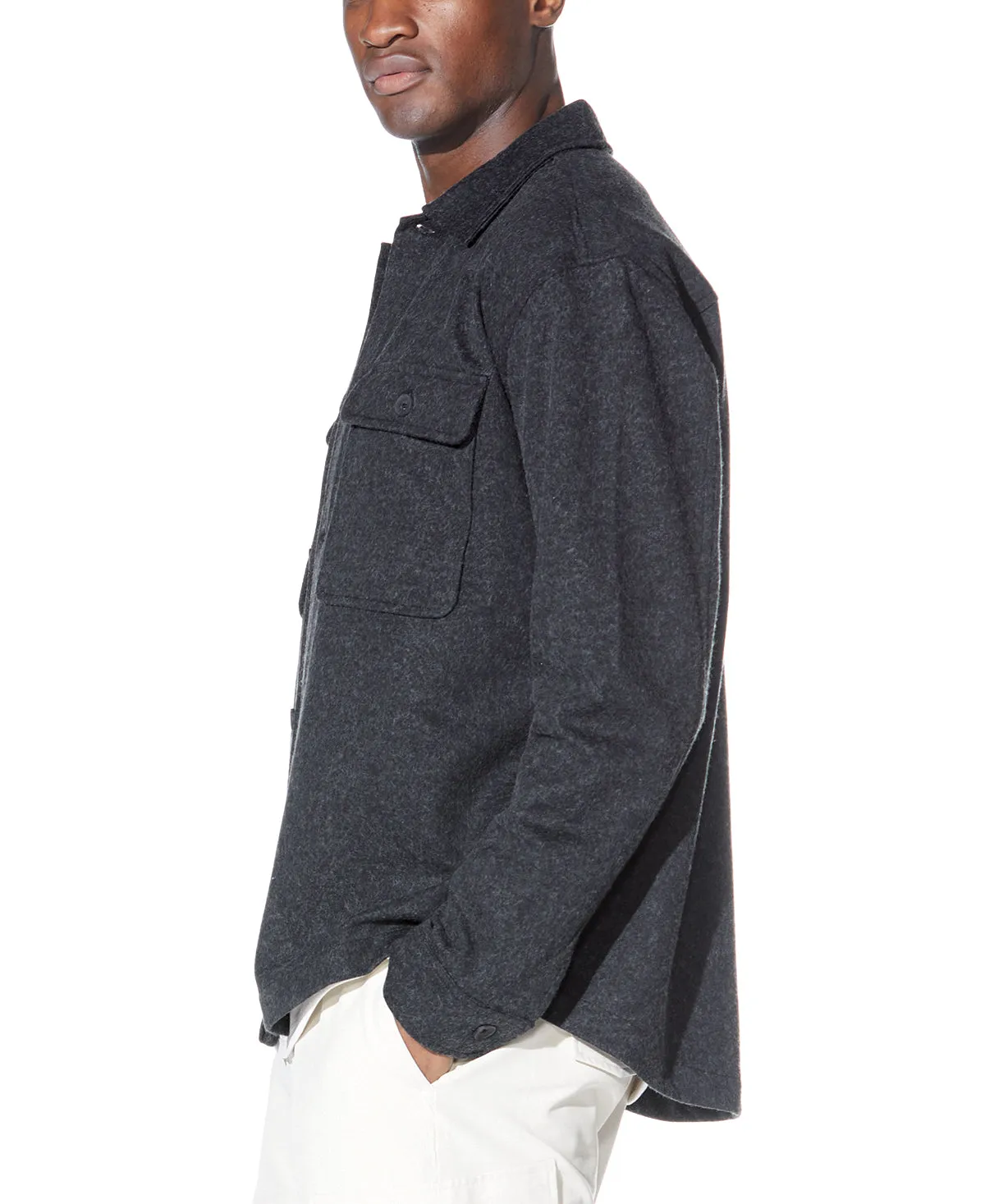 Durbin Relaxed Fit Shirt Jacket (Heather Black)