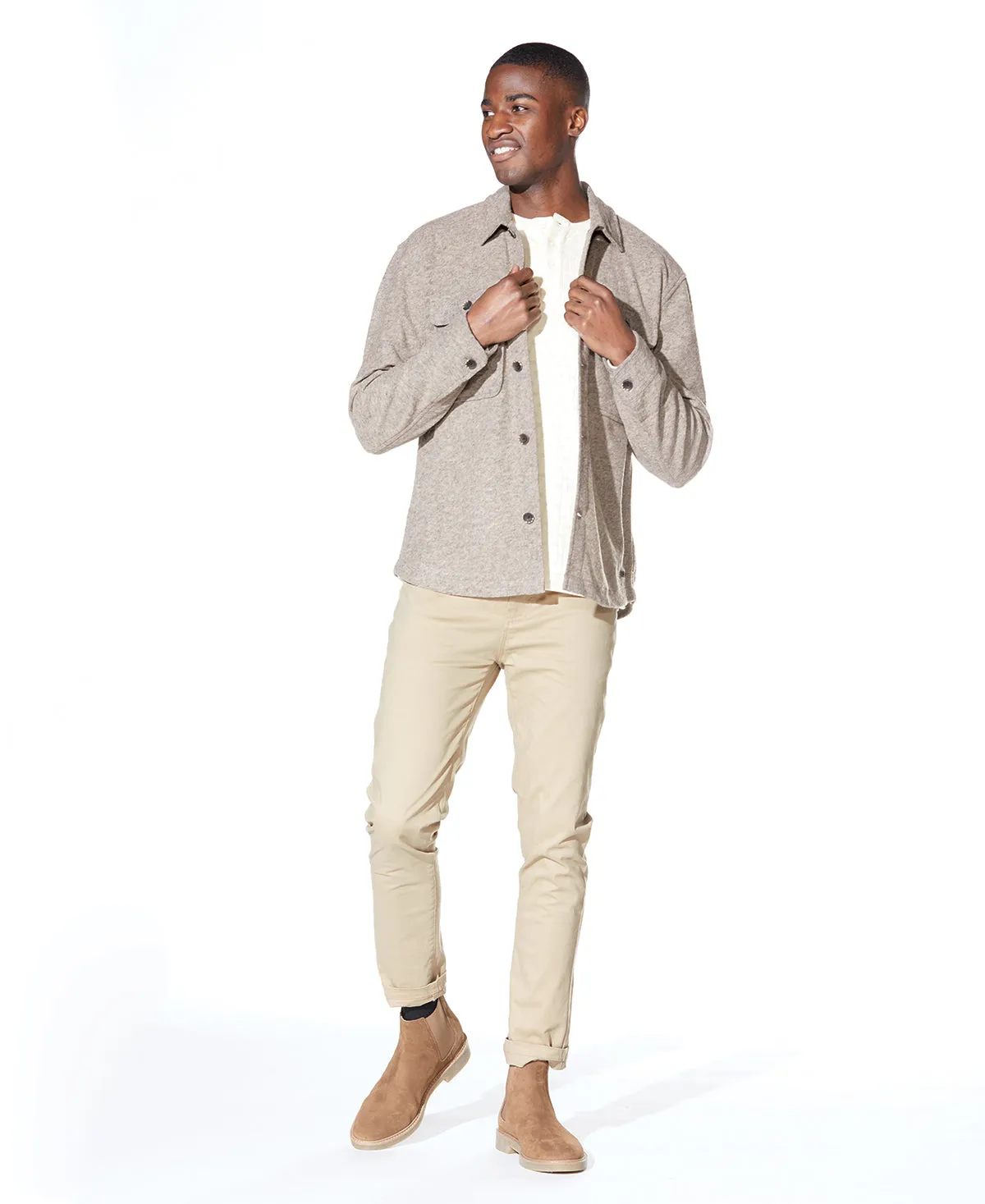 Durbin Relaxed Fit Shirt Jacket (Heather Khaki)