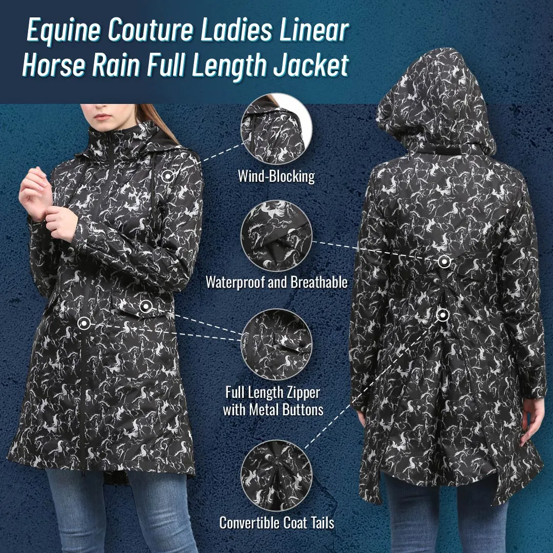 Equine Couture Ladies Linear Horse Rain Full Length Jacket