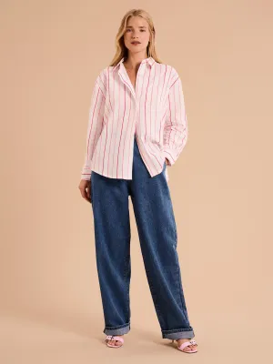 Evie Linen Stripe Oversized Shirt