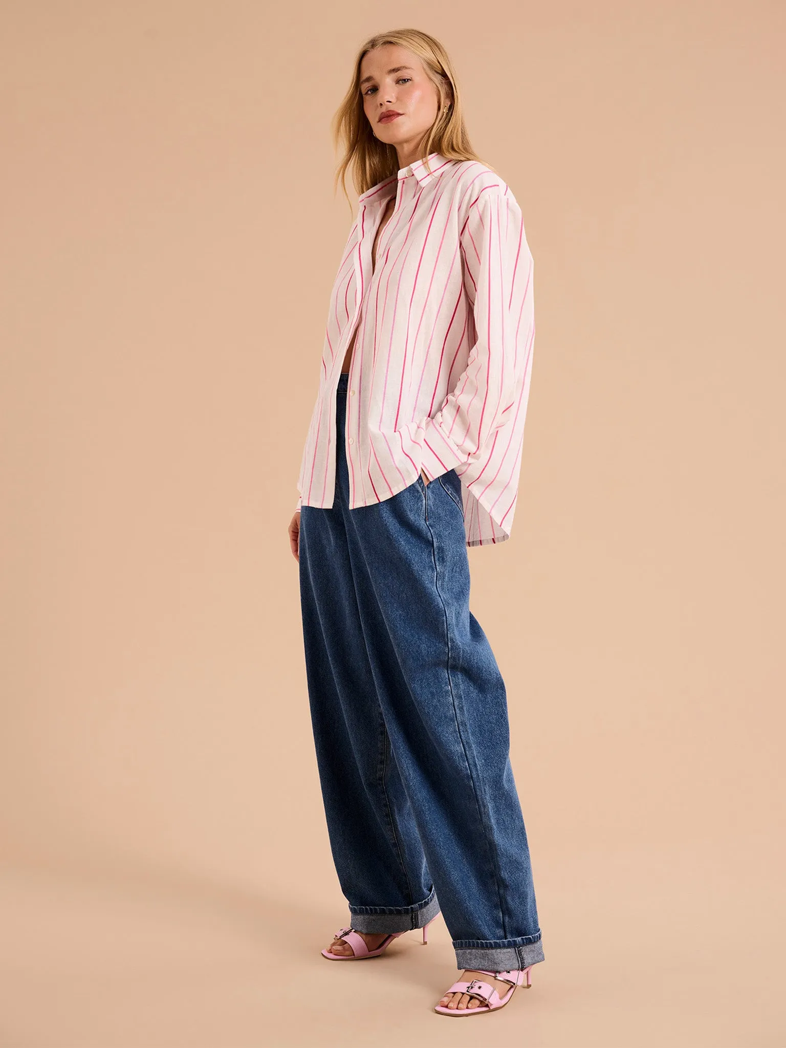 Evie Linen Stripe Oversized Shirt