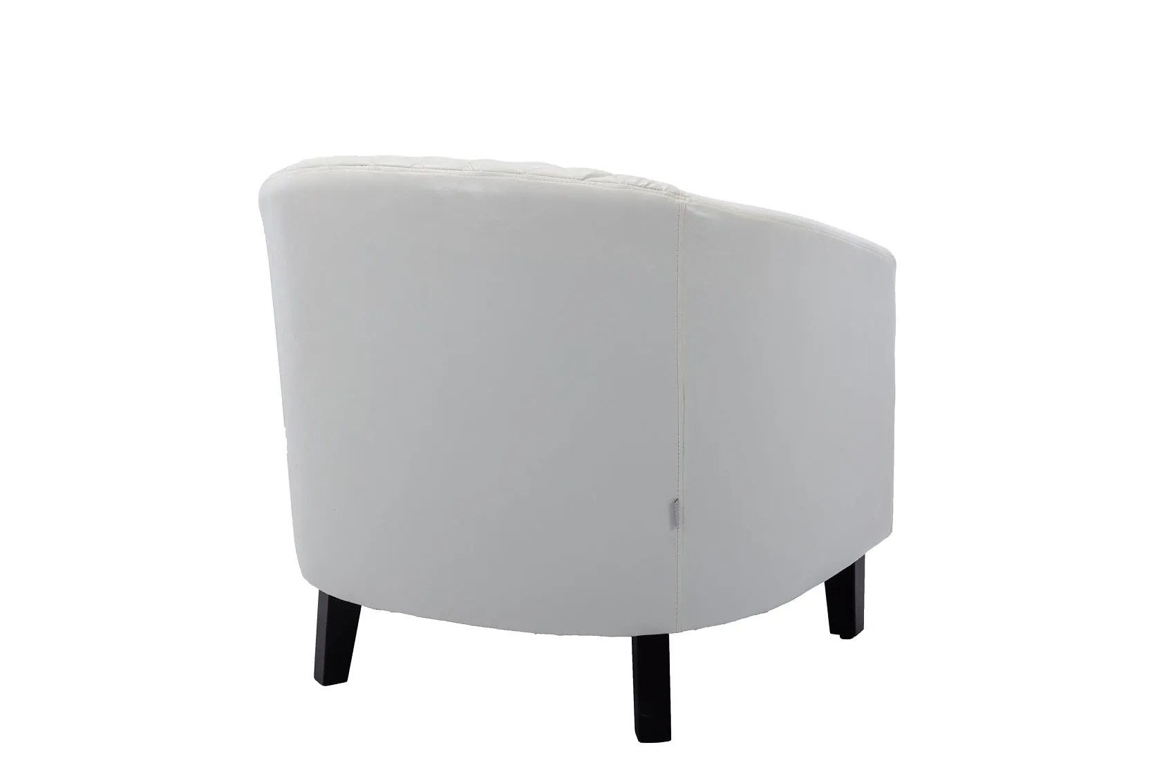 Fablise Accent Barrel Armchair with Nailheads in White Faux Leather