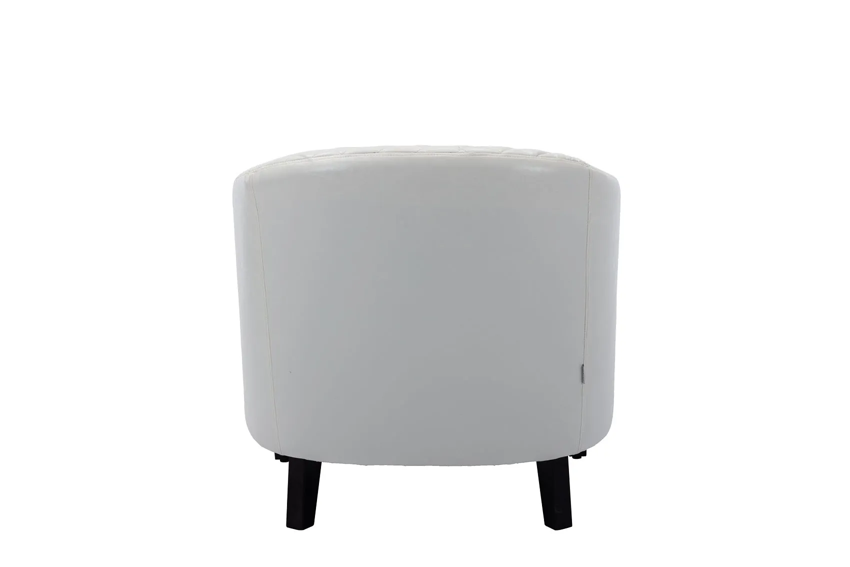 Fablise Accent Barrel Armchair with Nailheads in White Faux Leather