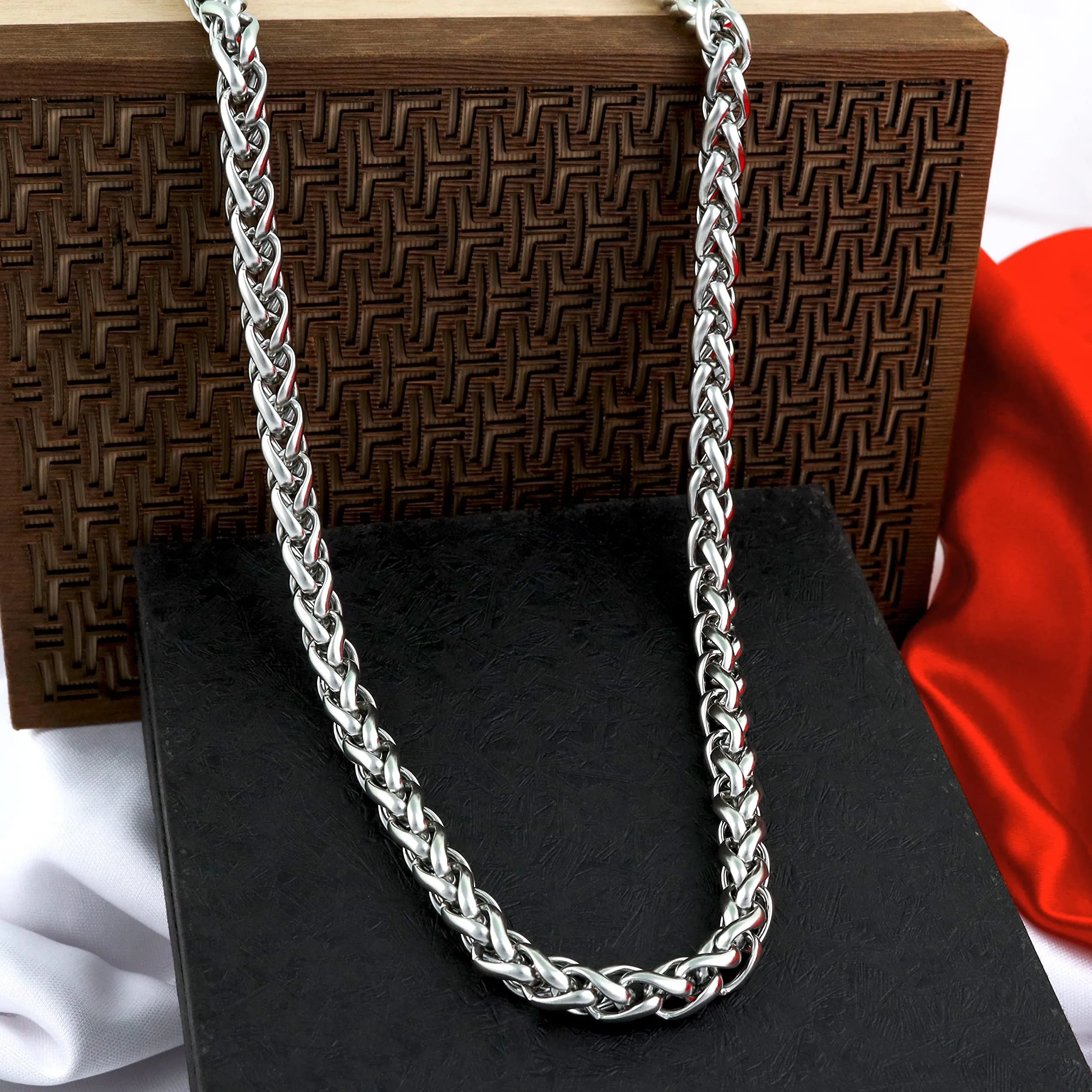 Fashion Frill Silver Chain For Boys Stainless Steel Silver Chain For Men Boys Silver Bracelet For Men Men's Jewellery Bracelets Combo