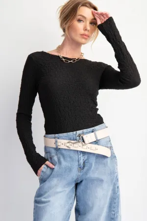 Feeling Lucky Fitted Knit Top - Black