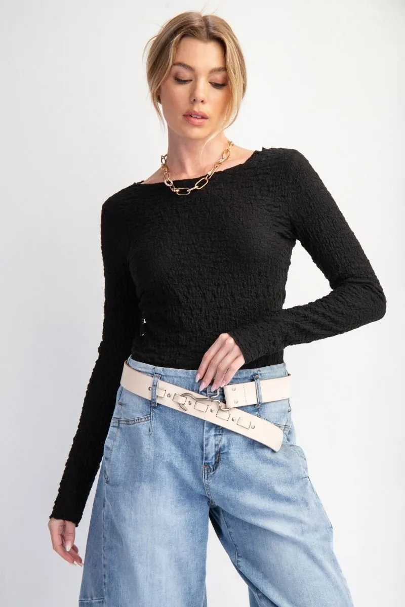 Feeling Lucky Fitted Knit Top - Black