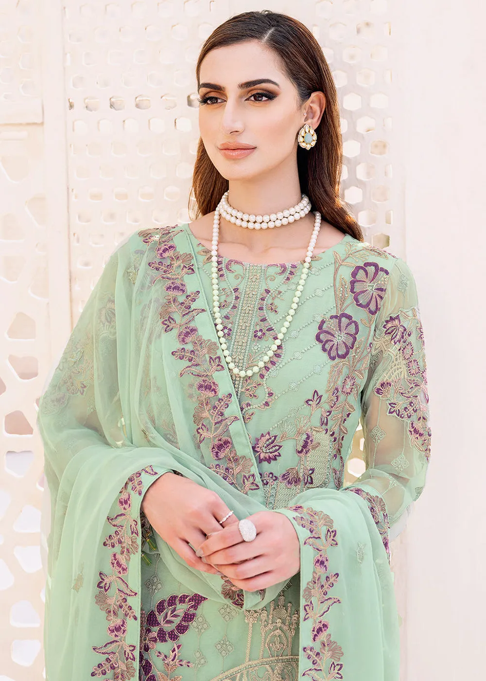 Green Embroidered Suit - Ramsha Chiffon Vol 23 - #F-2309