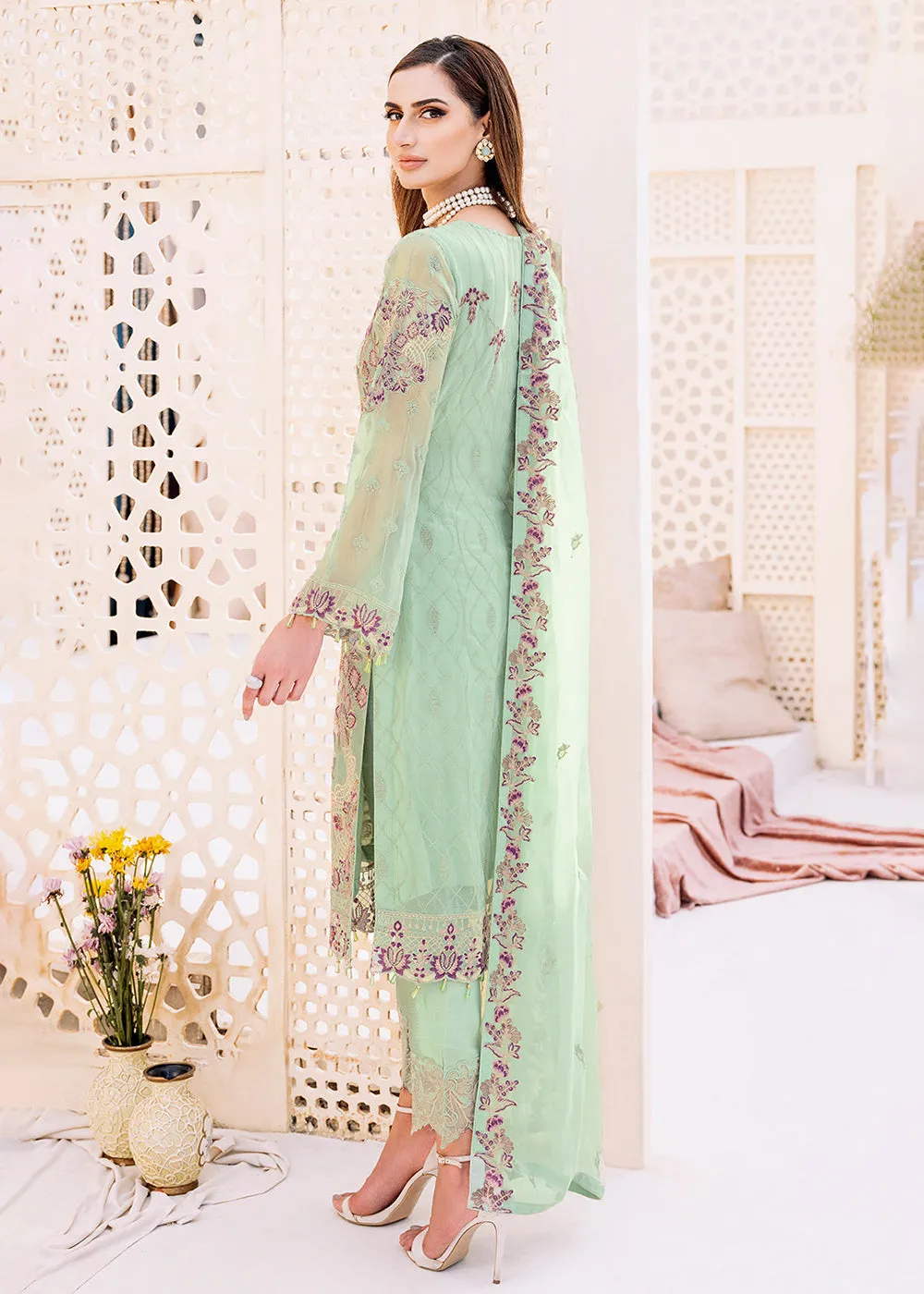 Green Embroidered Suit - Ramsha Chiffon Vol 23 - #F-2309