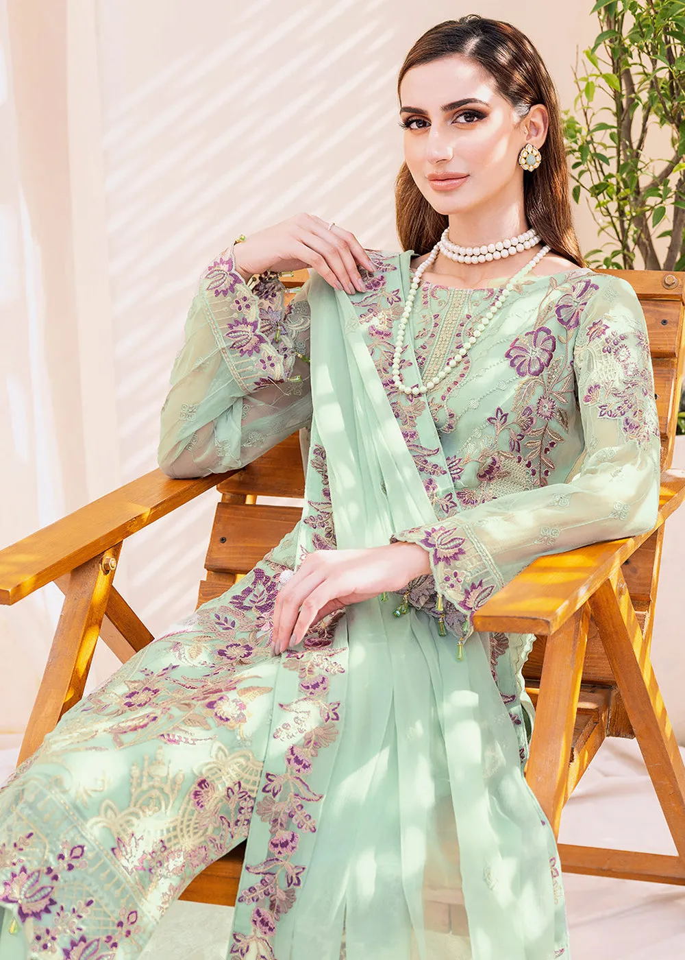 Green Embroidered Suit - Ramsha Chiffon Vol 23 - #F-2309