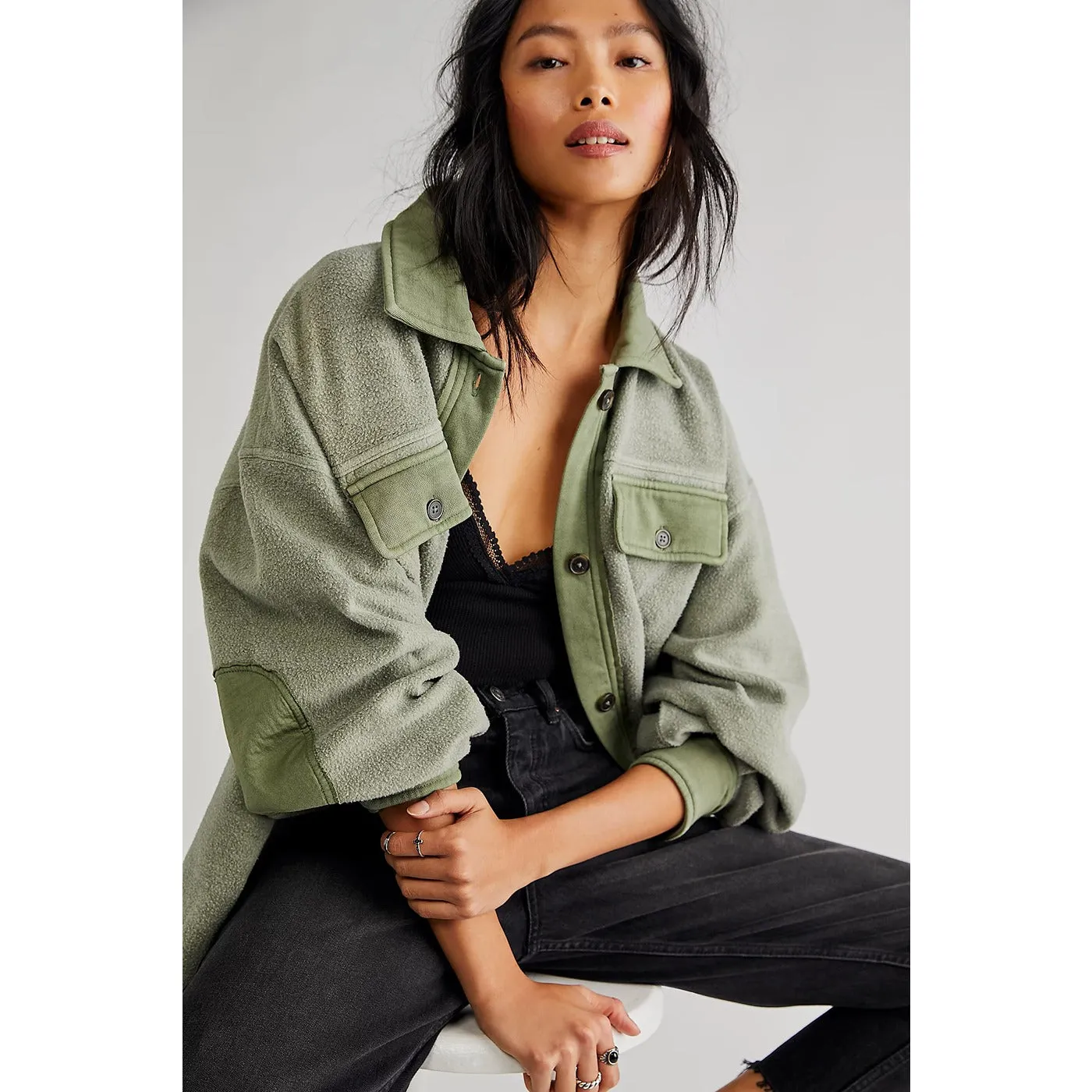 Green Oversized Shirt Jacket