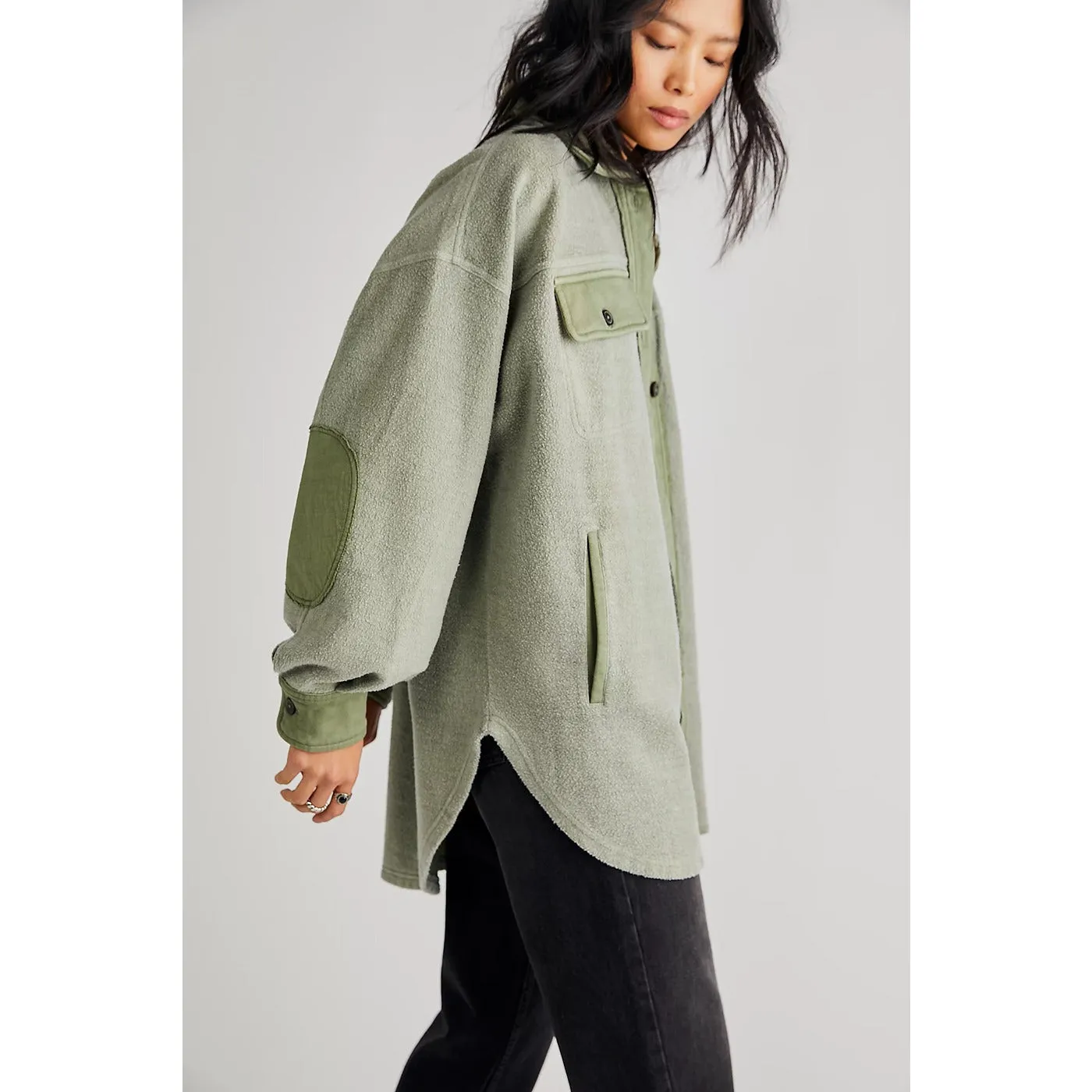 Green Oversized Shirt Jacket