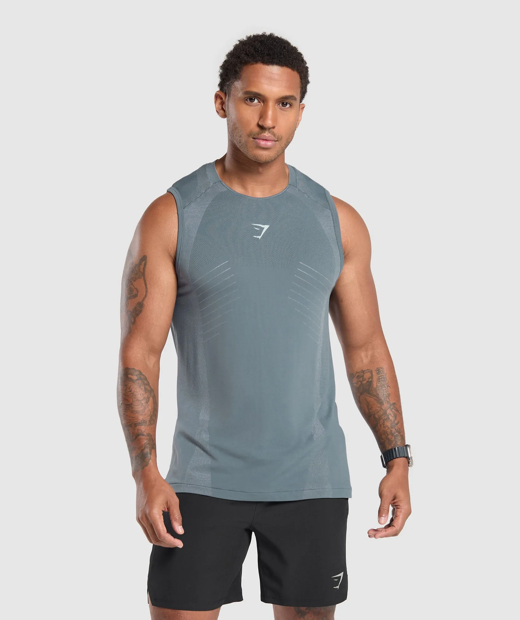 Gymshark Apex Seamless Tank - Iron Blue/Cool Blue