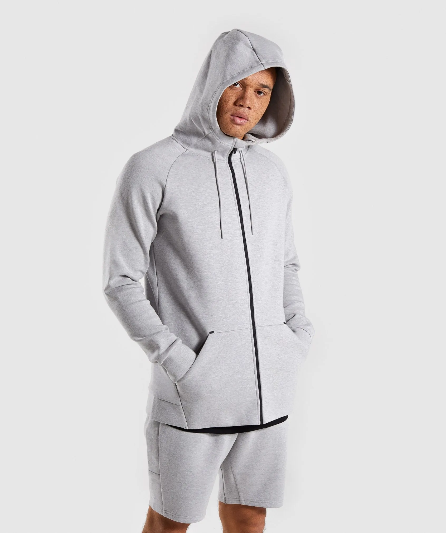 Gymshark Ultra Zip Hoodie - Light Grey Marl