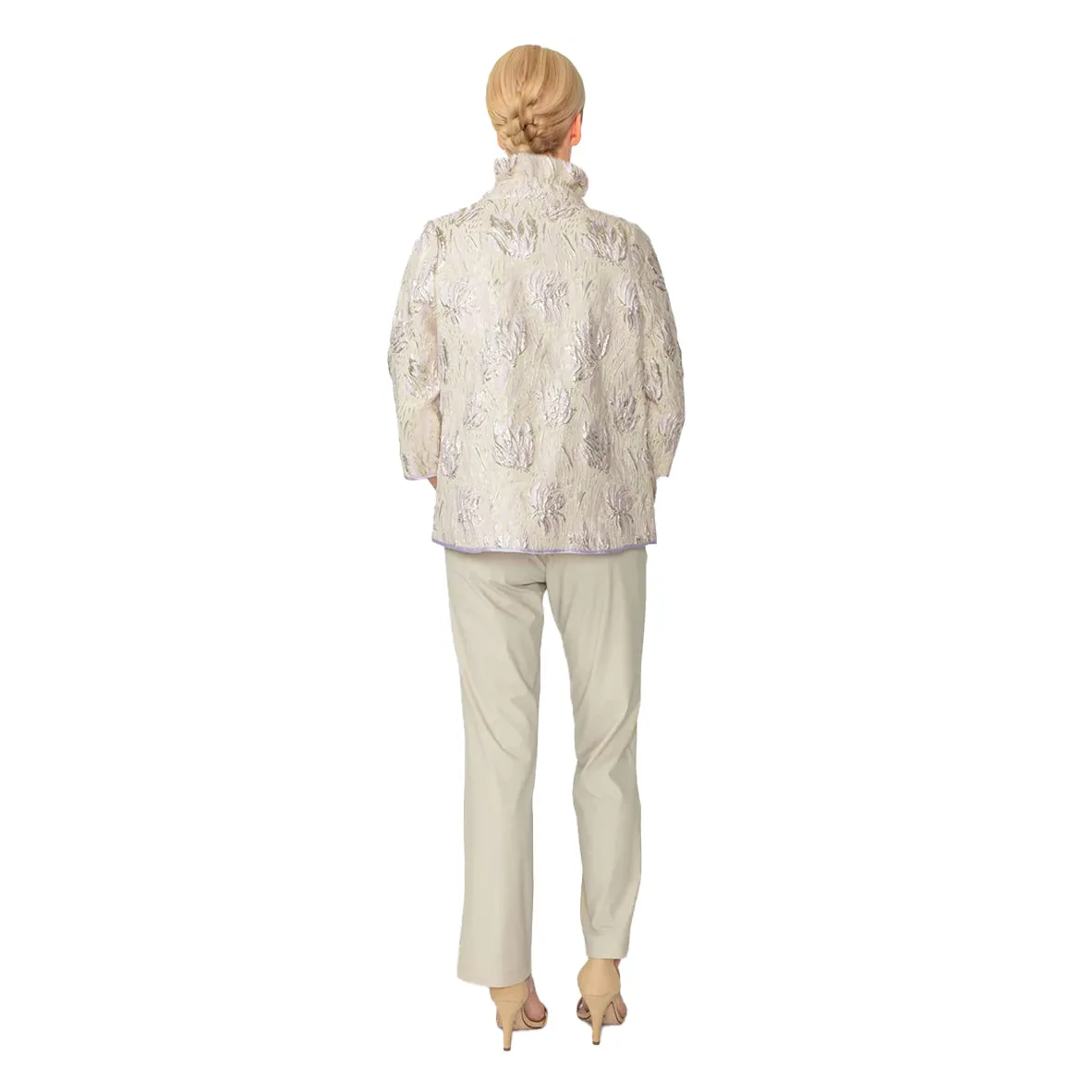 IC Collection Metallic Floral Jacquard Jacket in Champagne - 4672J-CPG