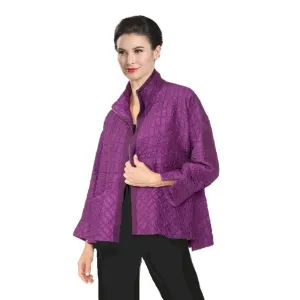 IC Collection Playful Jacquard Drop Sleeve Jacket in Plum - 6920J-PLM