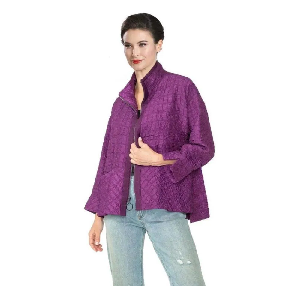 IC Collection Playful Jacquard Drop Sleeve Jacket in Plum - 6920J-PLM