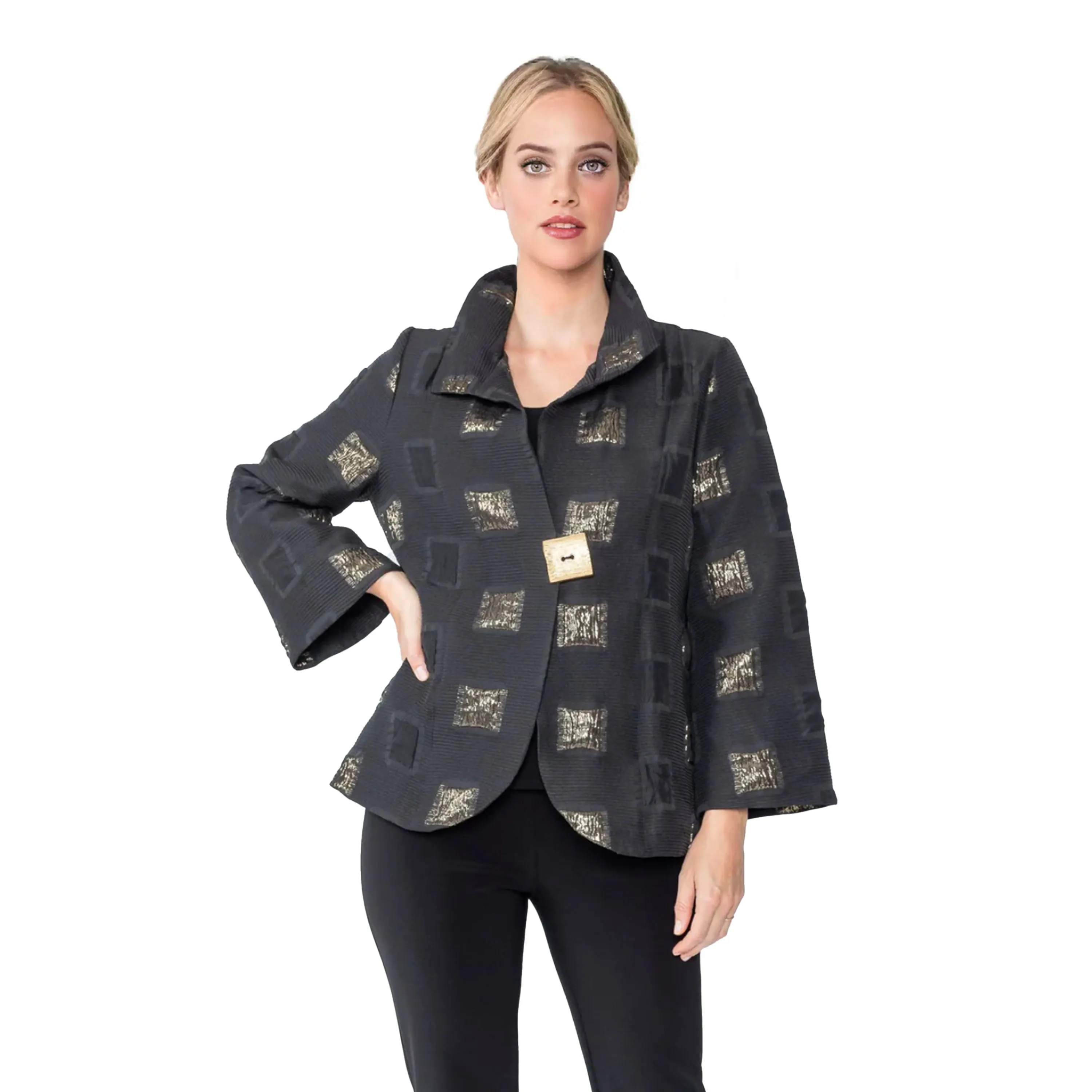 IC Collection Square Metallic Jacquard Jacket - 5076J - Size S & M Only!