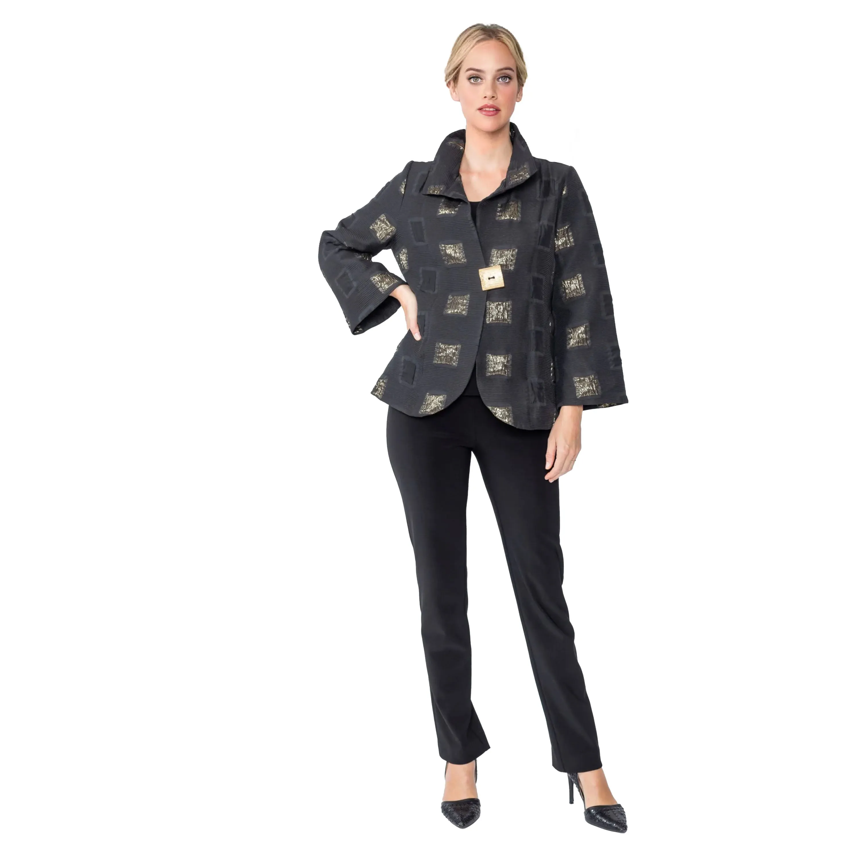 IC Collection Square Metallic Jacquard Jacket - 5076J - Size S & M Only!