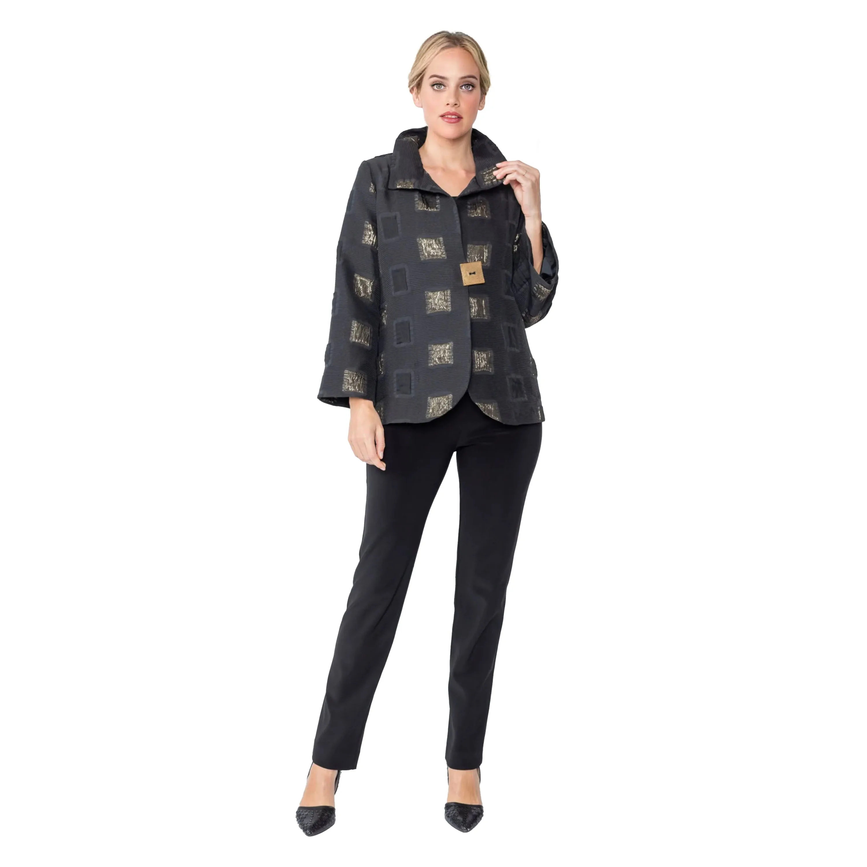 IC Collection Square Metallic Jacquard Jacket - 5076J - Size S & M Only!