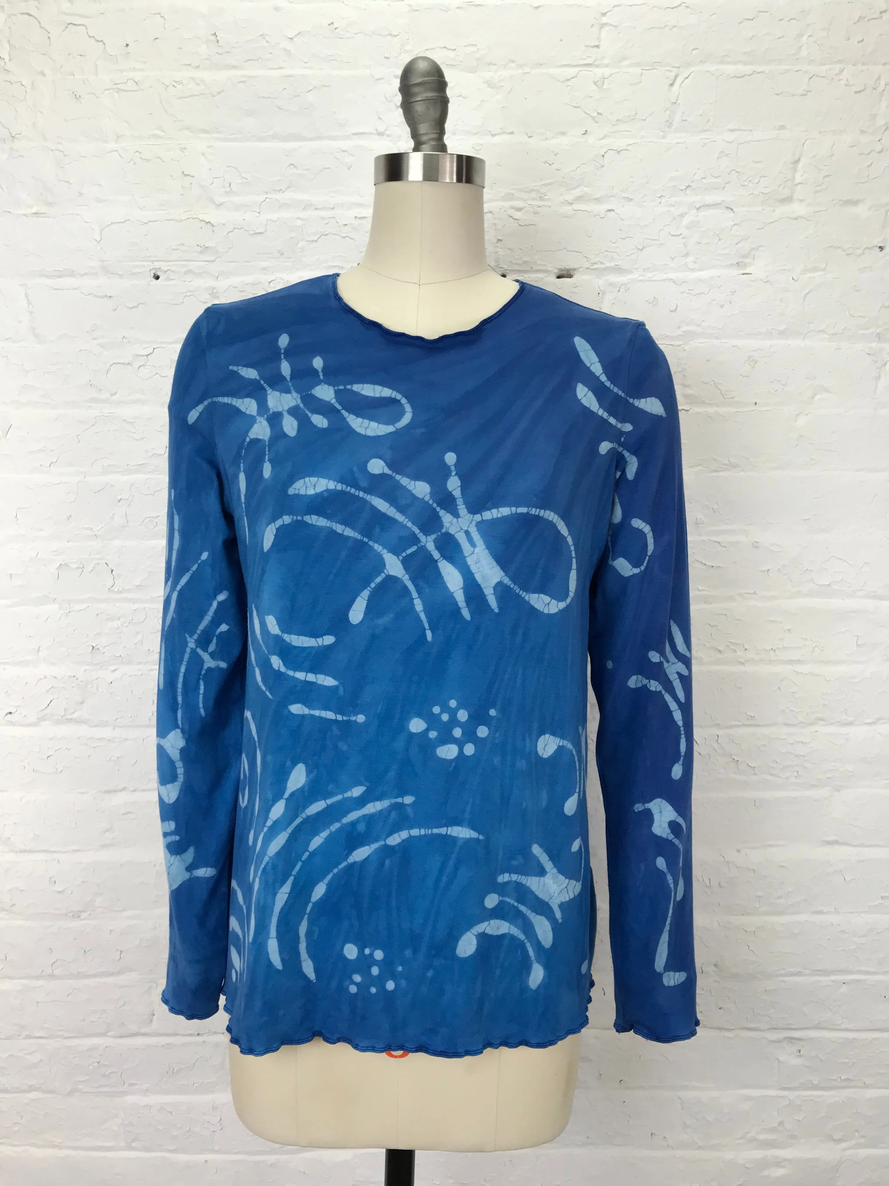 Jane Long Sleeve Top in Azure Archeology - Extra Large