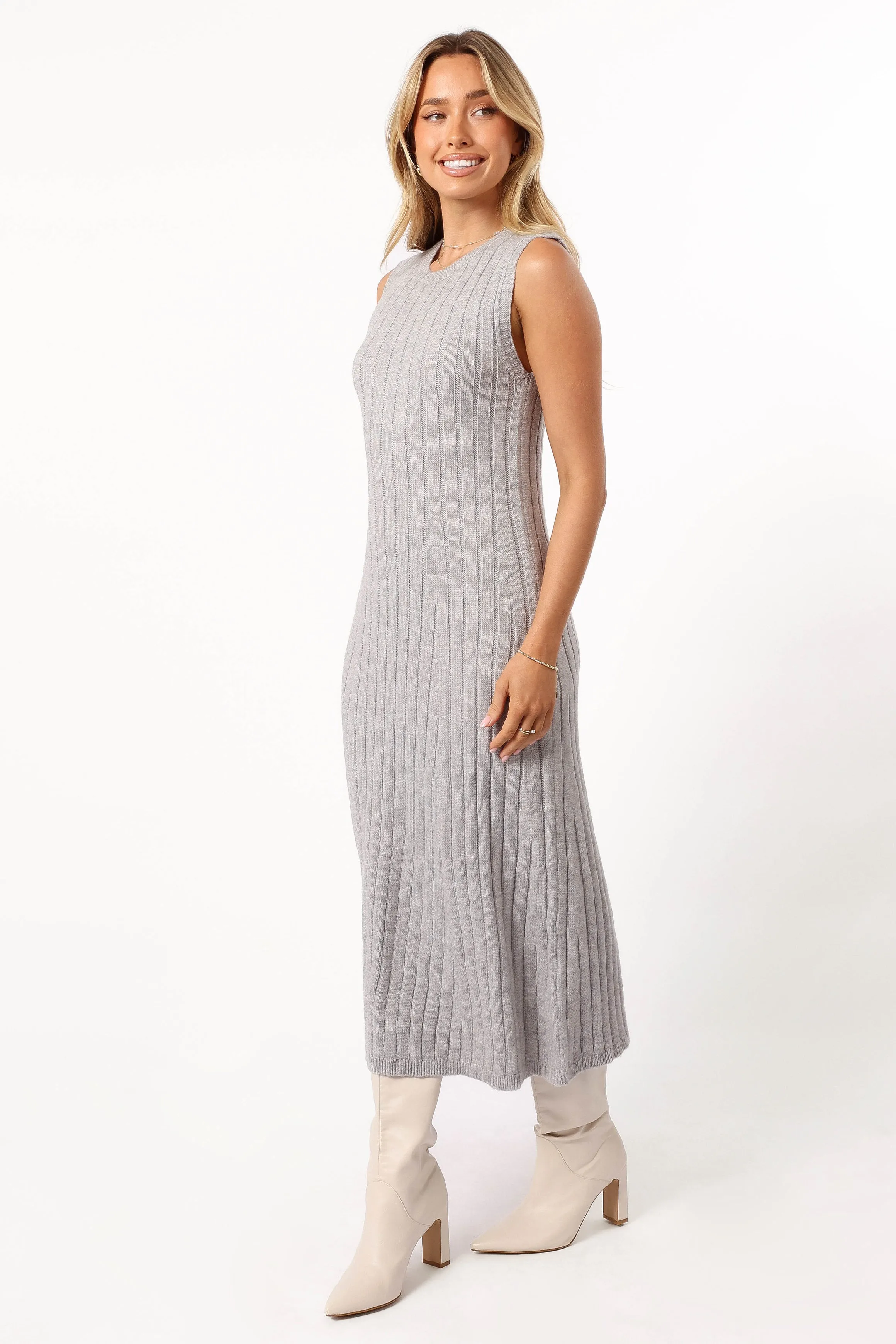 Kellie Knit Midi Dress - Grey