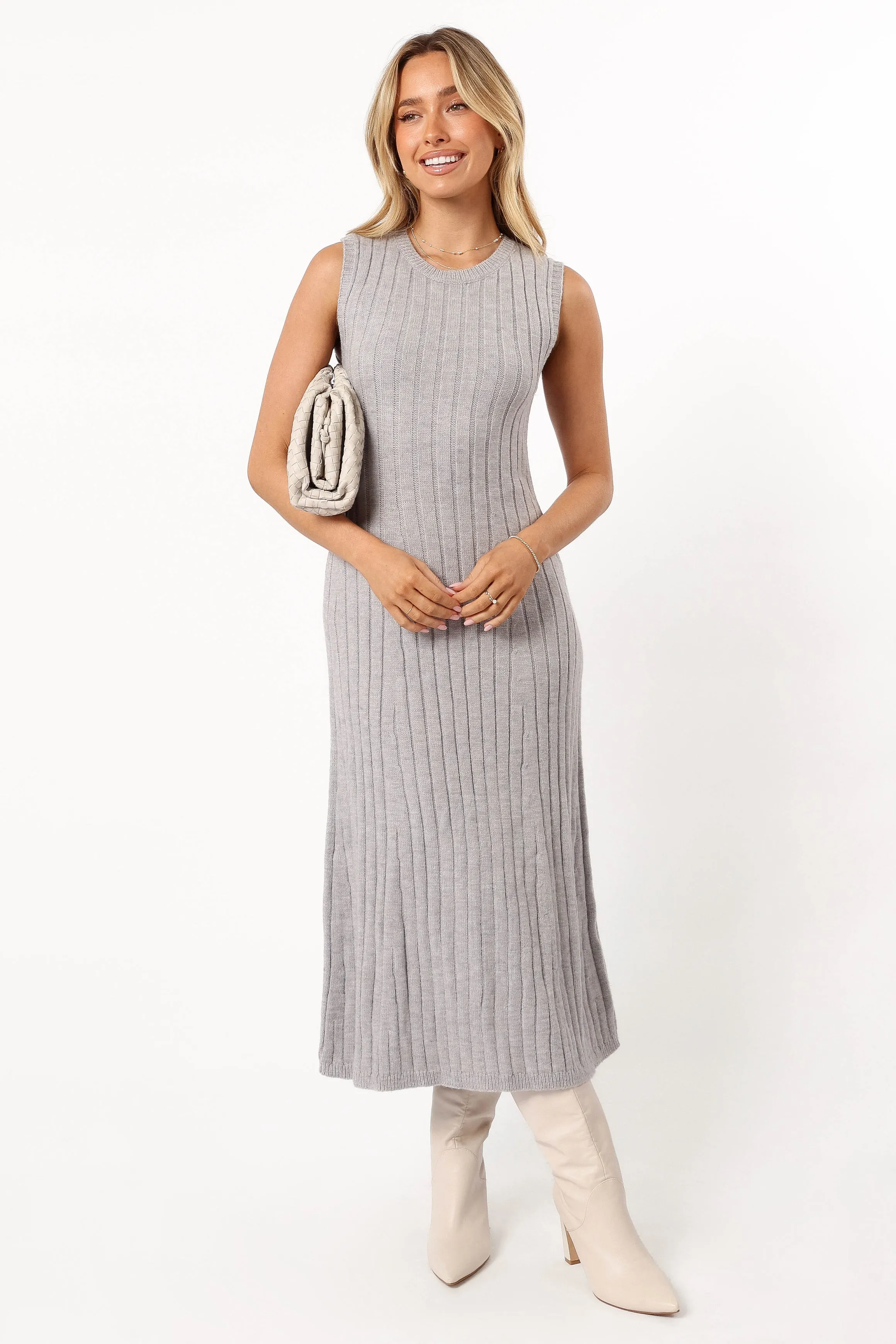 Kellie Knit Midi Dress - Grey