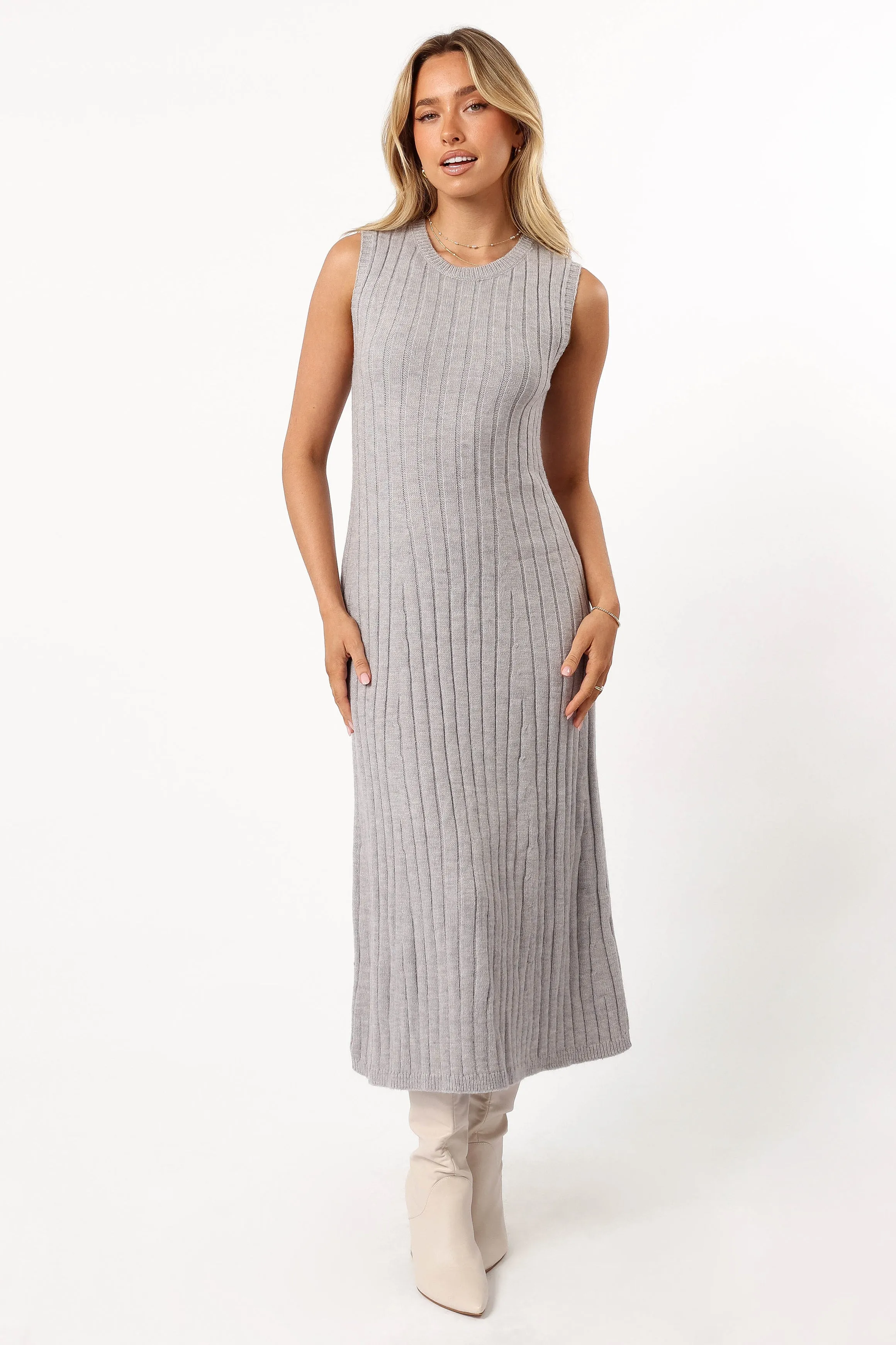 Kellie Knit Midi Dress - Grey