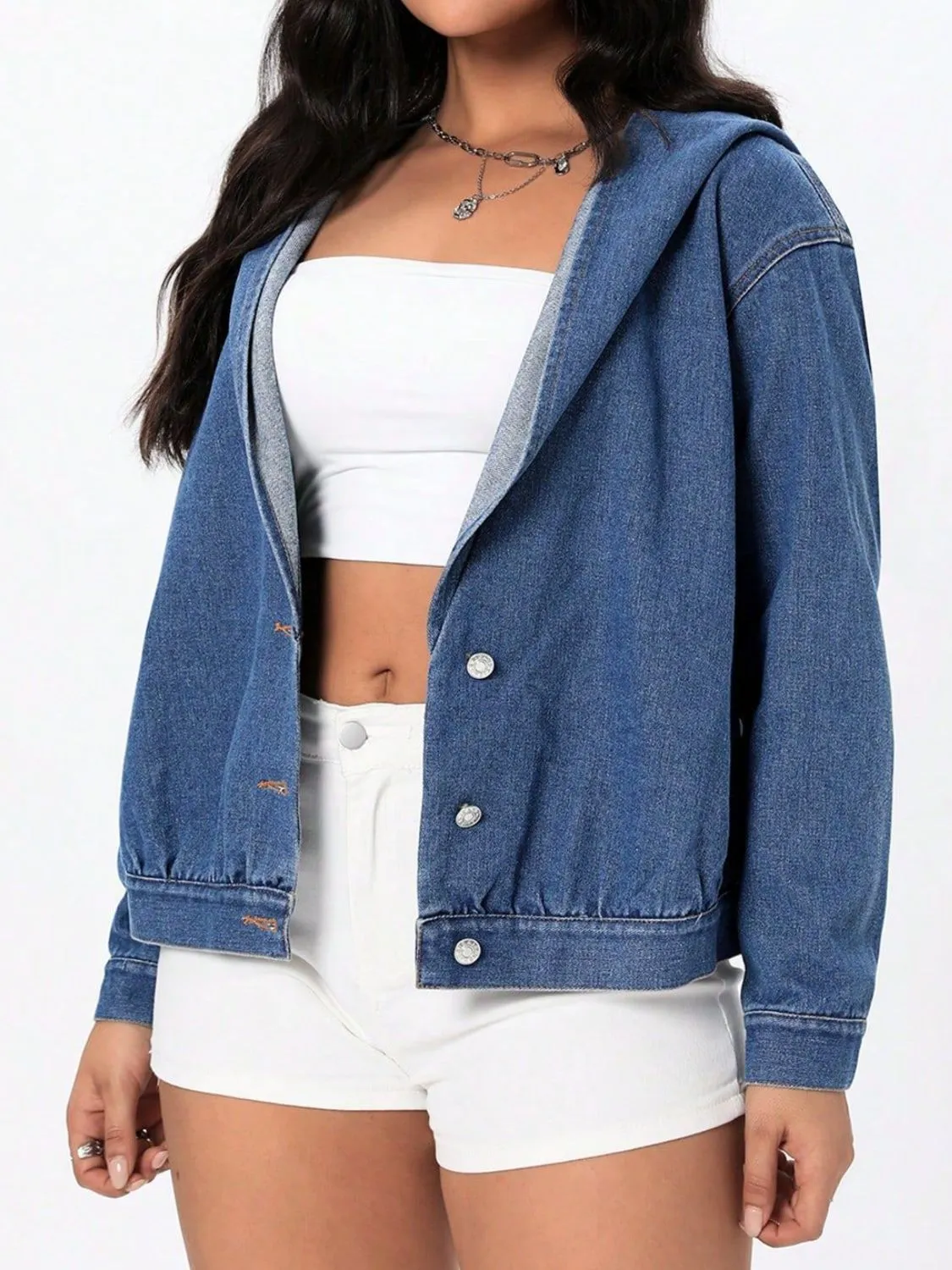 kesley Button Up Hooded Denim Top