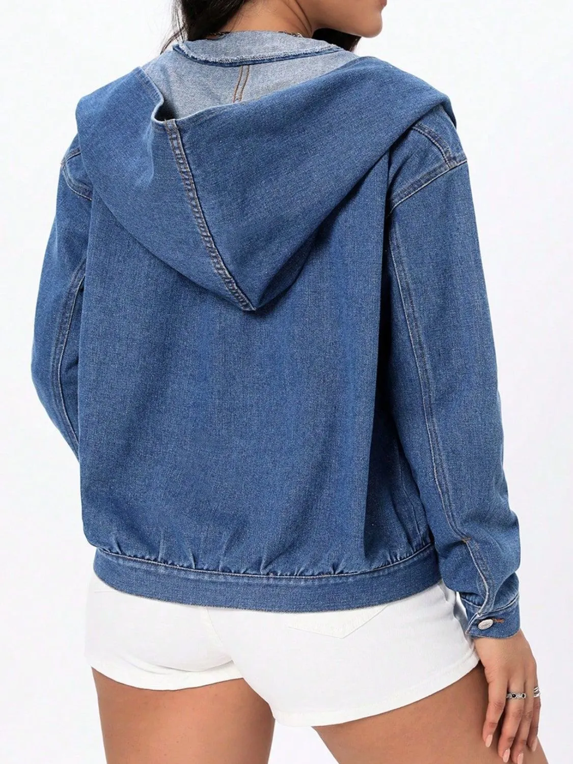 kesley Button Up Hooded Denim Top