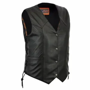 Leather Women's Classic Side Lace Vest