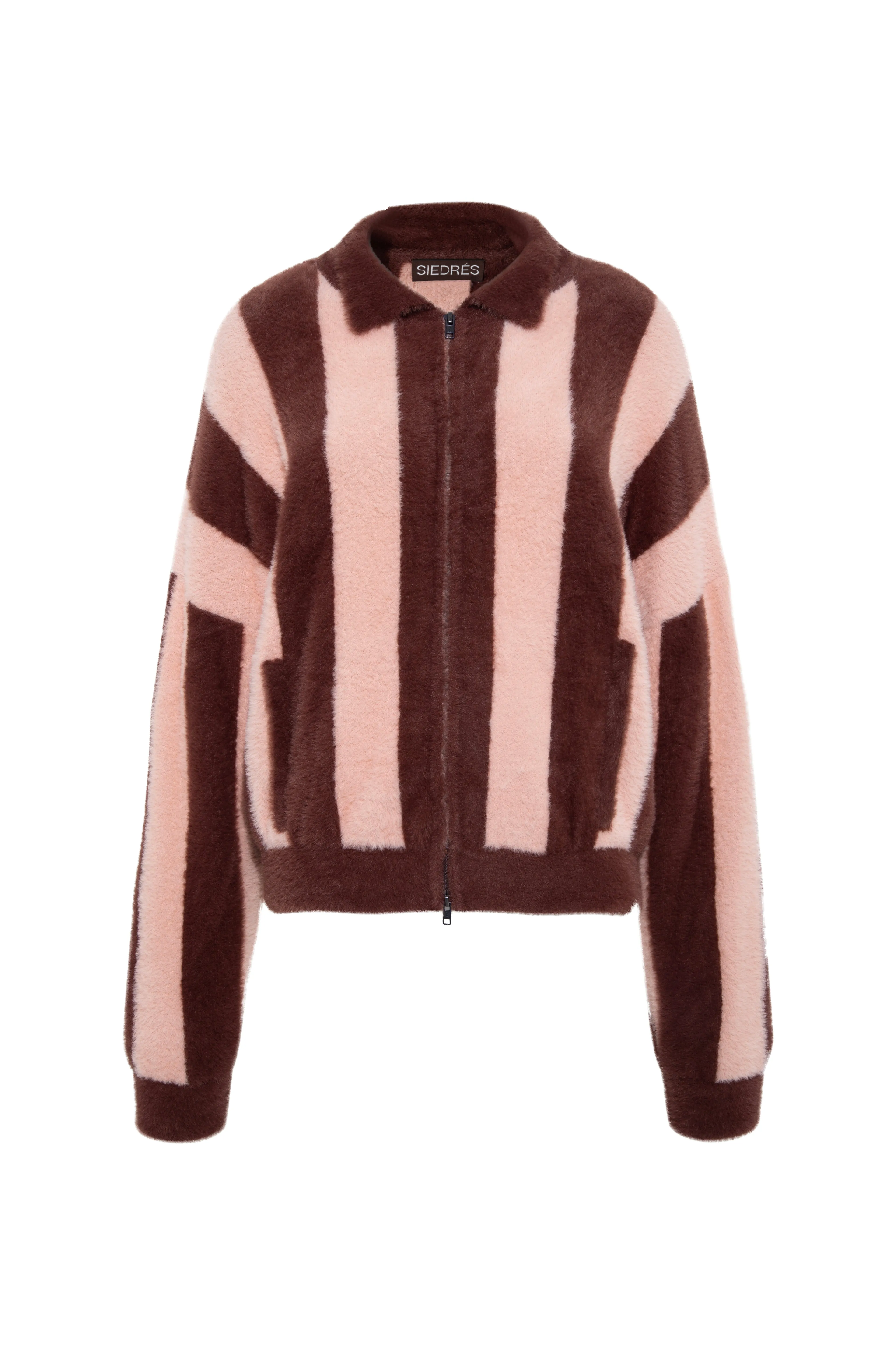 LENN - Striped zip-up knit jacket